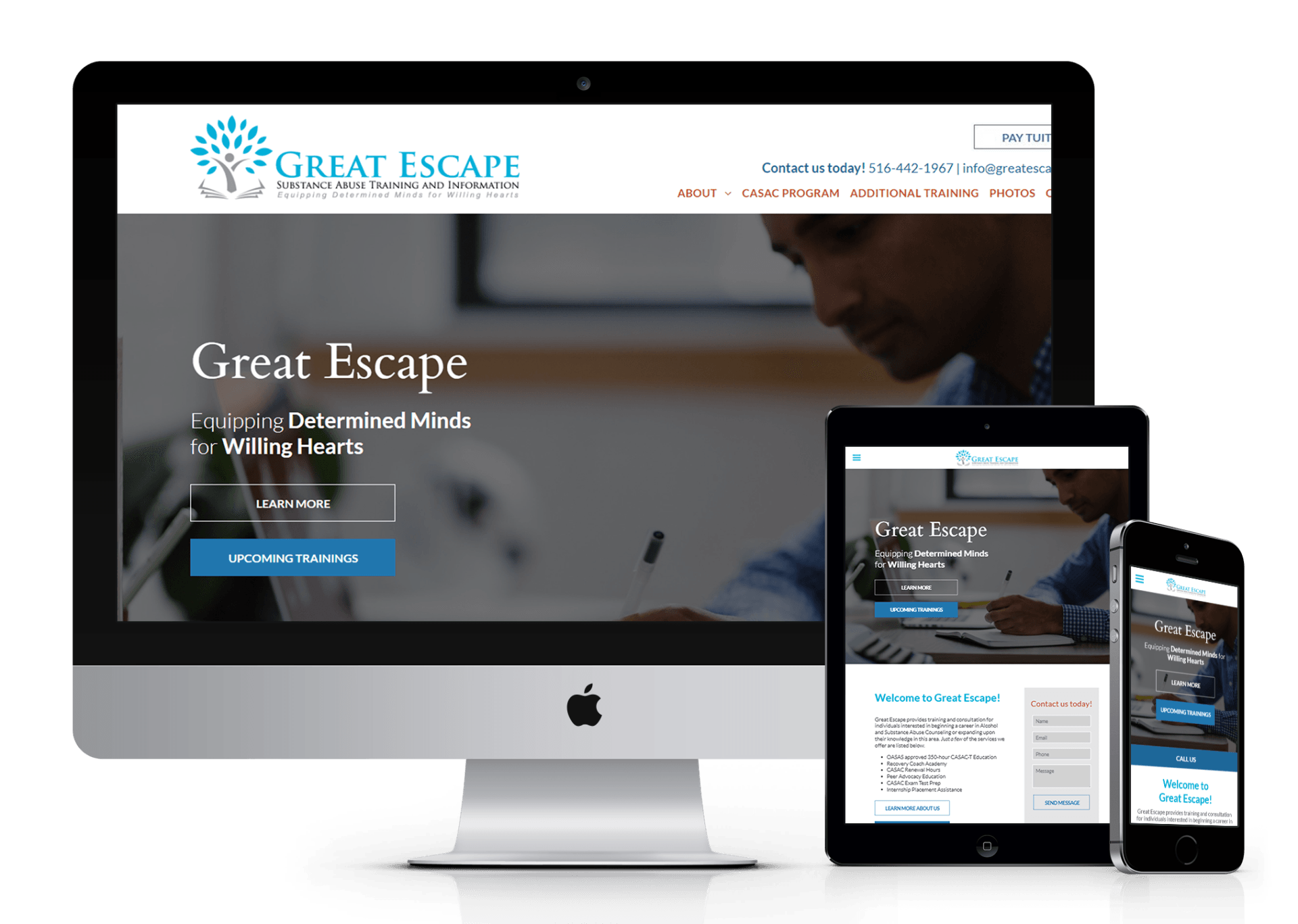 Great Escape website design screenshot